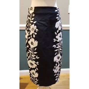 Boden black and white floral skirt